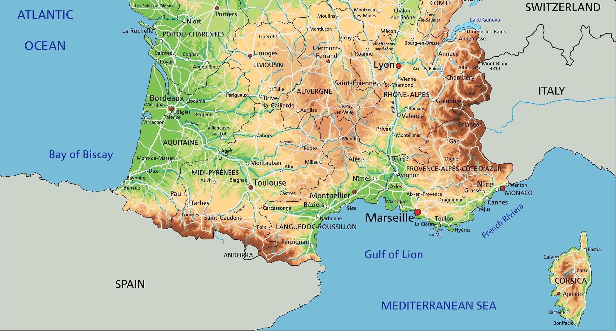 Detailed Map Of Southern France