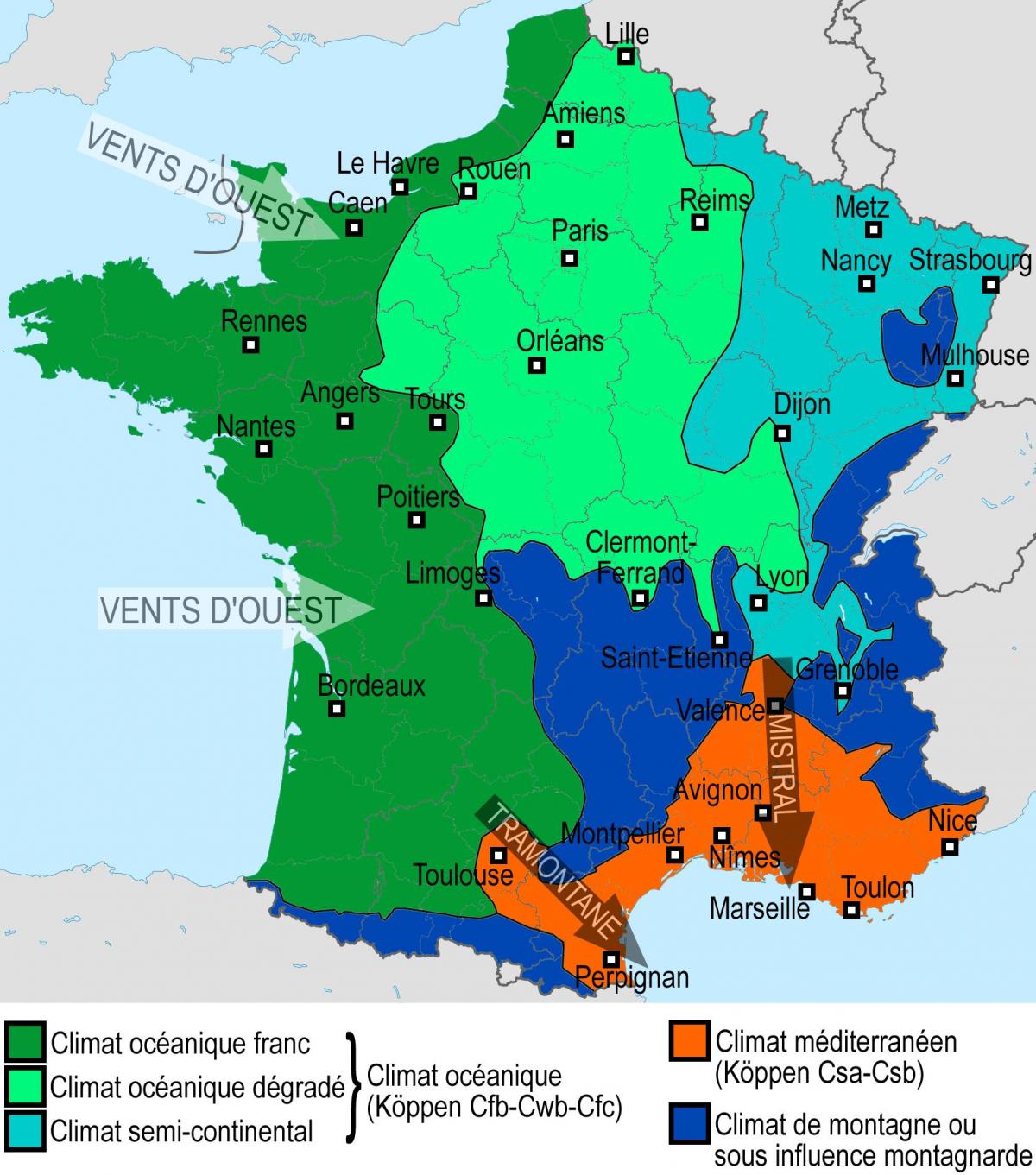 France temperature map