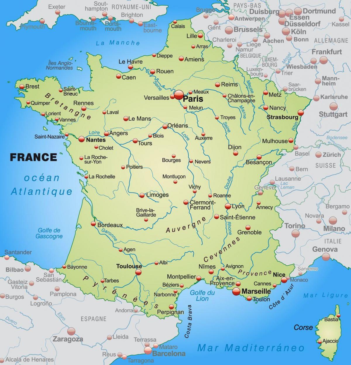 France on a map