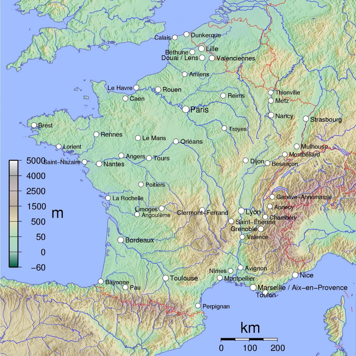 France landform map