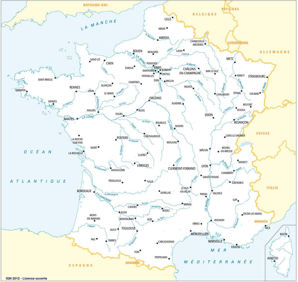Rivers in France map